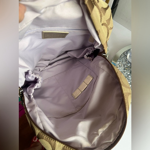 Coach Brown and Tan canvas with gold accents signature Backpack bag main image 8